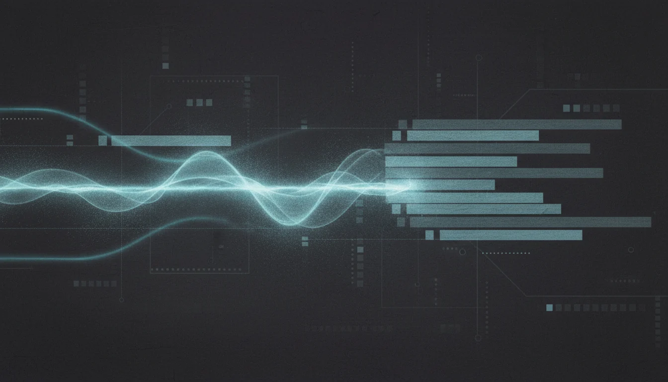 Abstract waveform transforming into automatic subtitle bars
