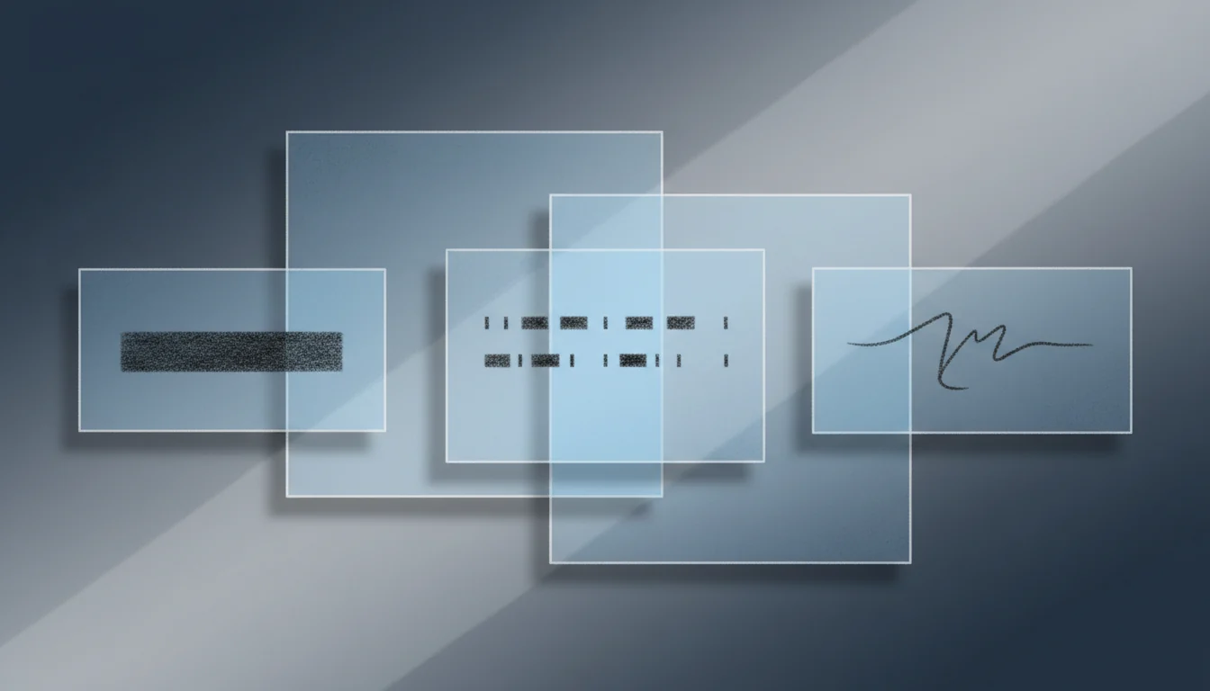 Layered subtitle methods shown as abstract caption panels