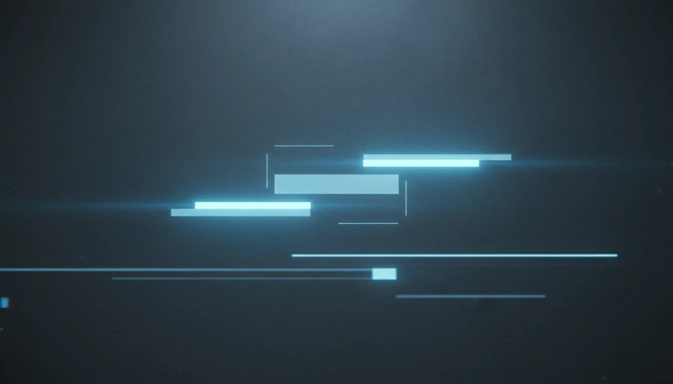 Abstract caption bars over a dark After Effects-style timeline atmosphere