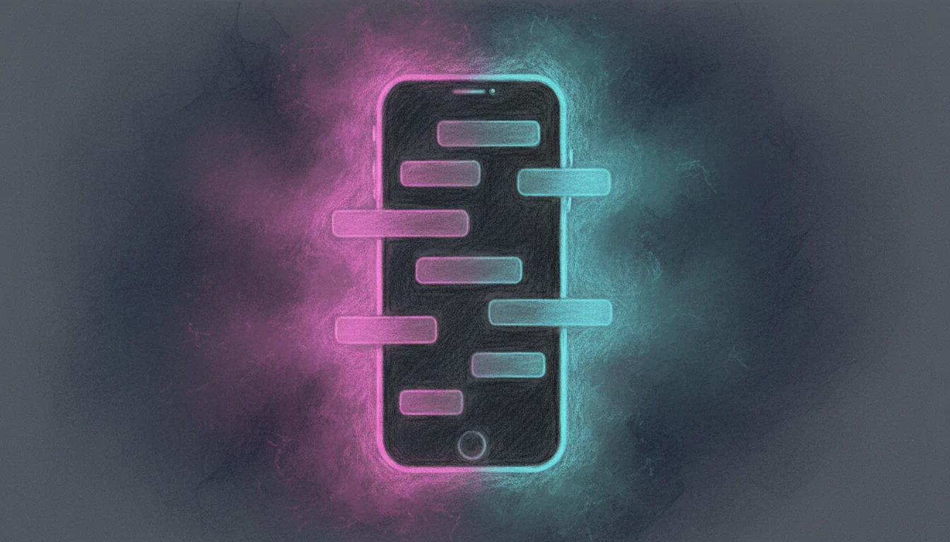 Abstract vertical phone frame with glowing caption bars for social video