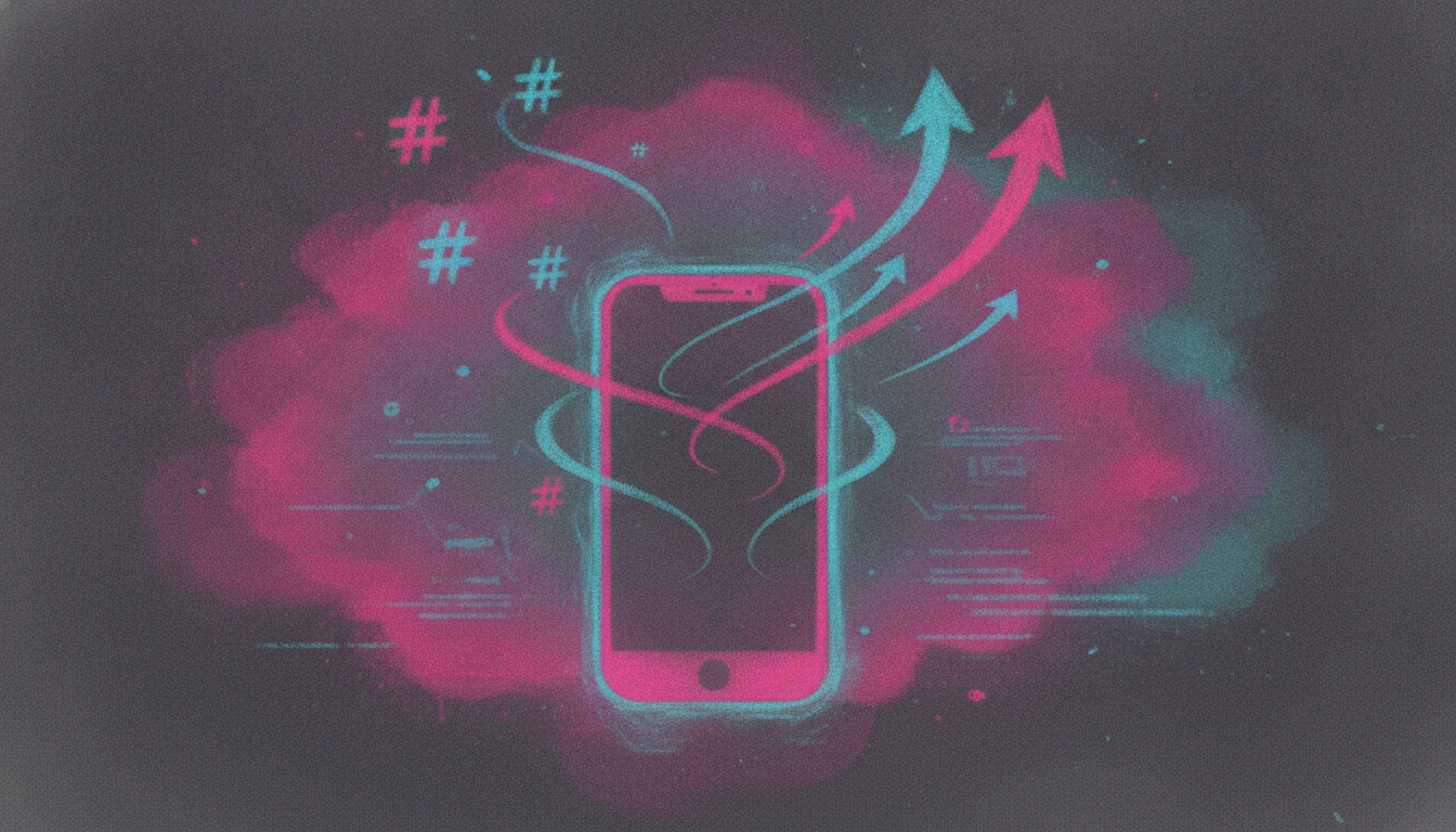 Abstract vertical phone silhouette with social discovery glow